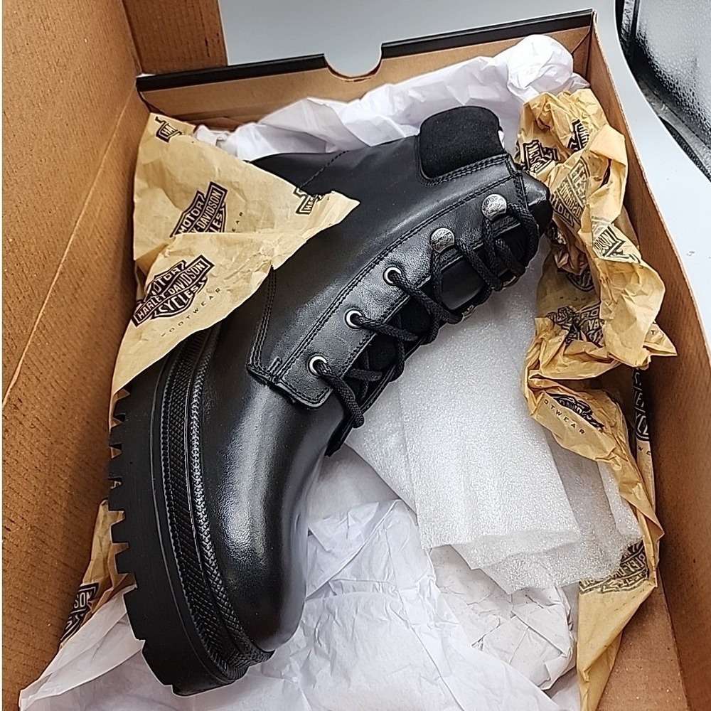 Harley Davidson 120TH Women's NEW Black Leather Riding Boots Size 9.5 - Picture 6 of 6